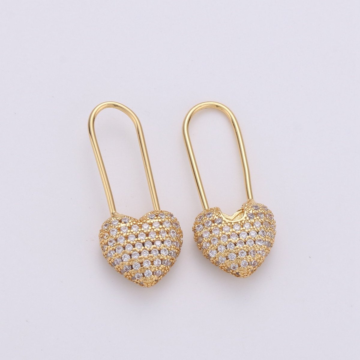 Gold Heart Earrings Pin Earrings Heart Jewelry Unique Earrings Unique Gold Earrings Dainty Earrings Delicate Earrings