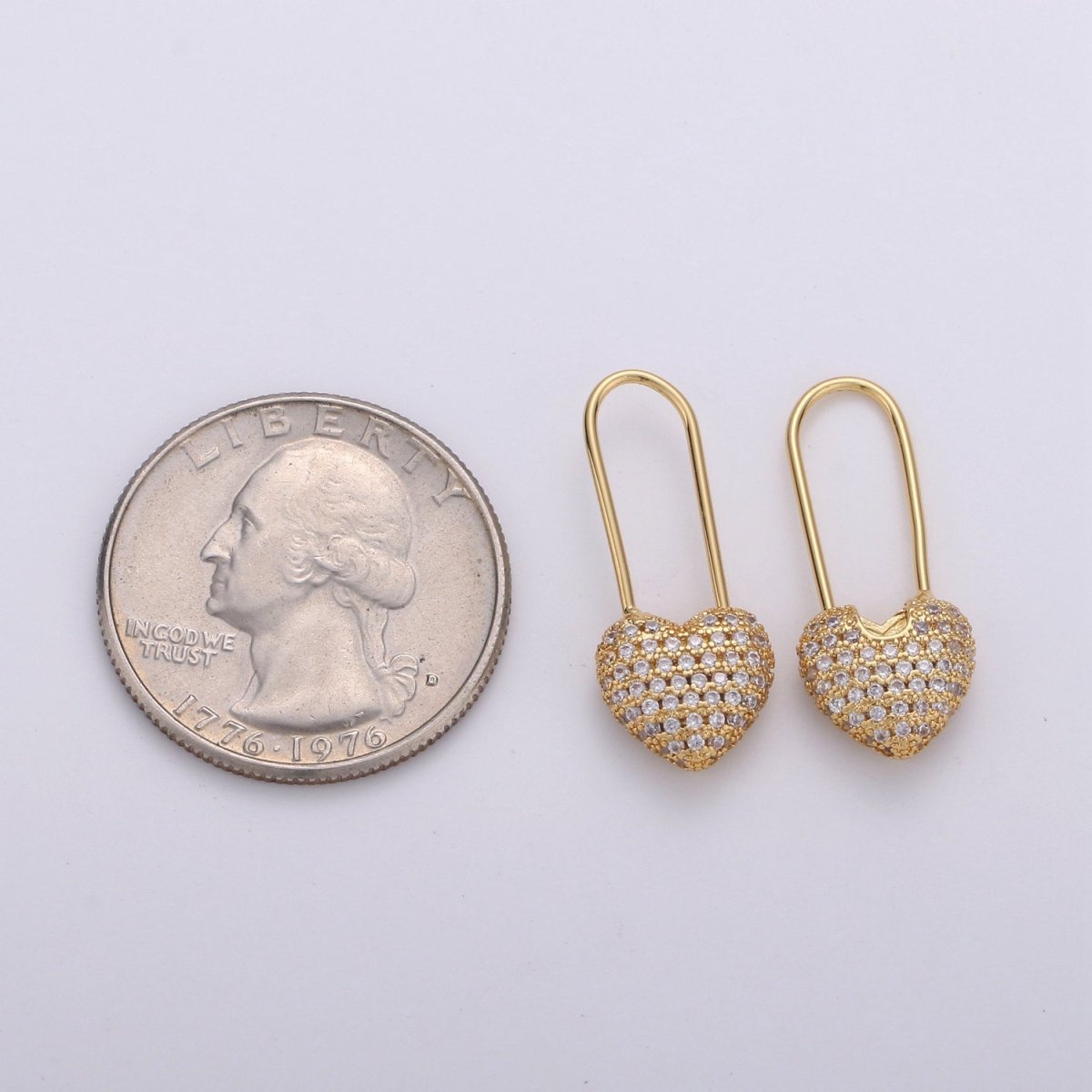Gold Heart Earrings Pin Earrings Heart Jewelry Unique Earrings Unique Gold Earrings Dainty Earrings Delicate Earrings