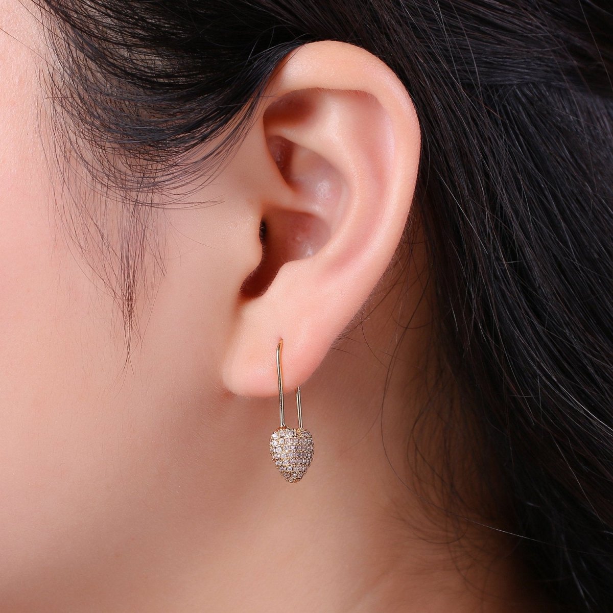 Gold Heart Earrings Pin Earrings Heart Jewelry Unique Earrings Unique Gold Earrings Dainty Earrings Delicate Earrings