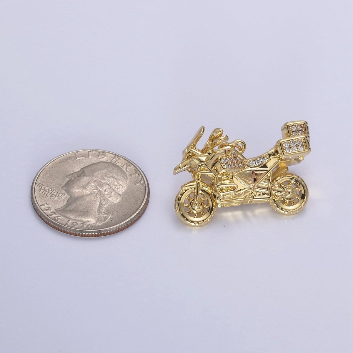 20mm x 28mm Gold Motorcycle Charm 3D Motorcycle Pendant Biker Charm Detailed Motorcycle Pendant Charm