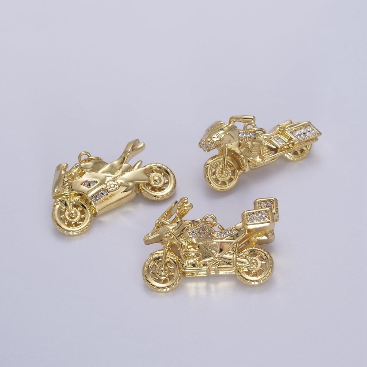 20mm x 28mm Gold Motorcycle Charm 3D Motorcycle Pendant Biker Charm Detailed Motorcycle Pendant Charm