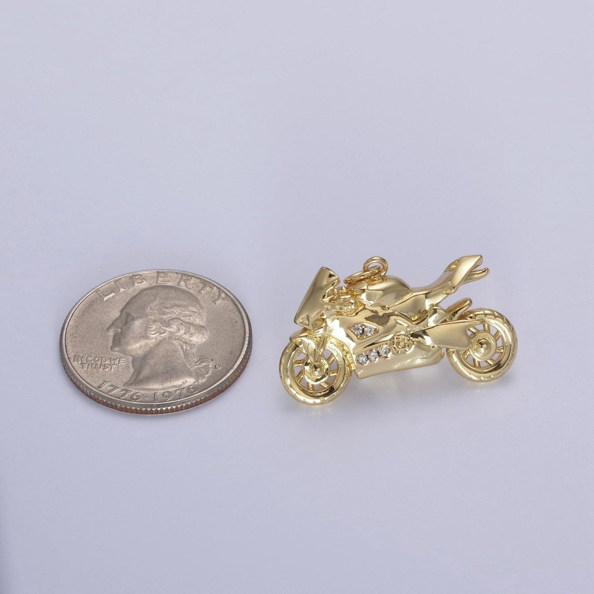 20mm x 28mm Gold Motorcycle Charm 3D Motorcycle Pendant Biker Charm Detailed Motorcycle Pendant Charm