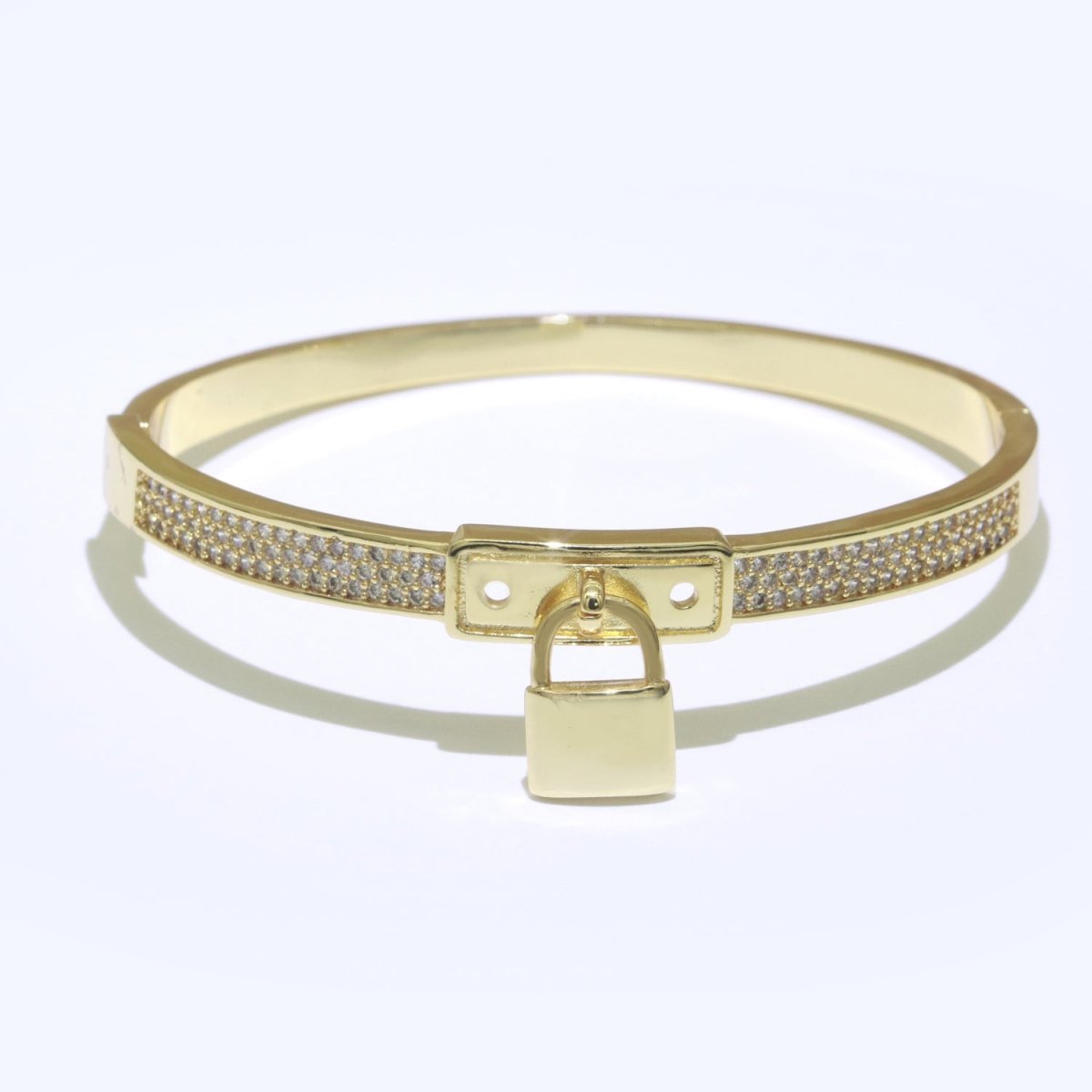 Gold Padlock Bracelet, 14K Gold Filled Micro Pave Luxury Bangle, Premium Quality jewelry