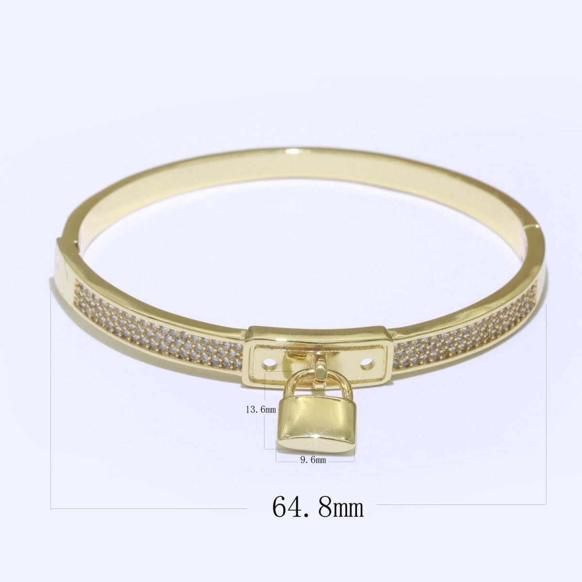 Gold Padlock Bracelet, 14K Gold Filled Micro Pave Luxury Bangle, Premium Quality jewelry