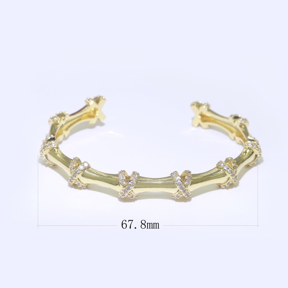 Luxury 24K Gold Filled CZ Open Adjustable Bangle for Woman Bracelet