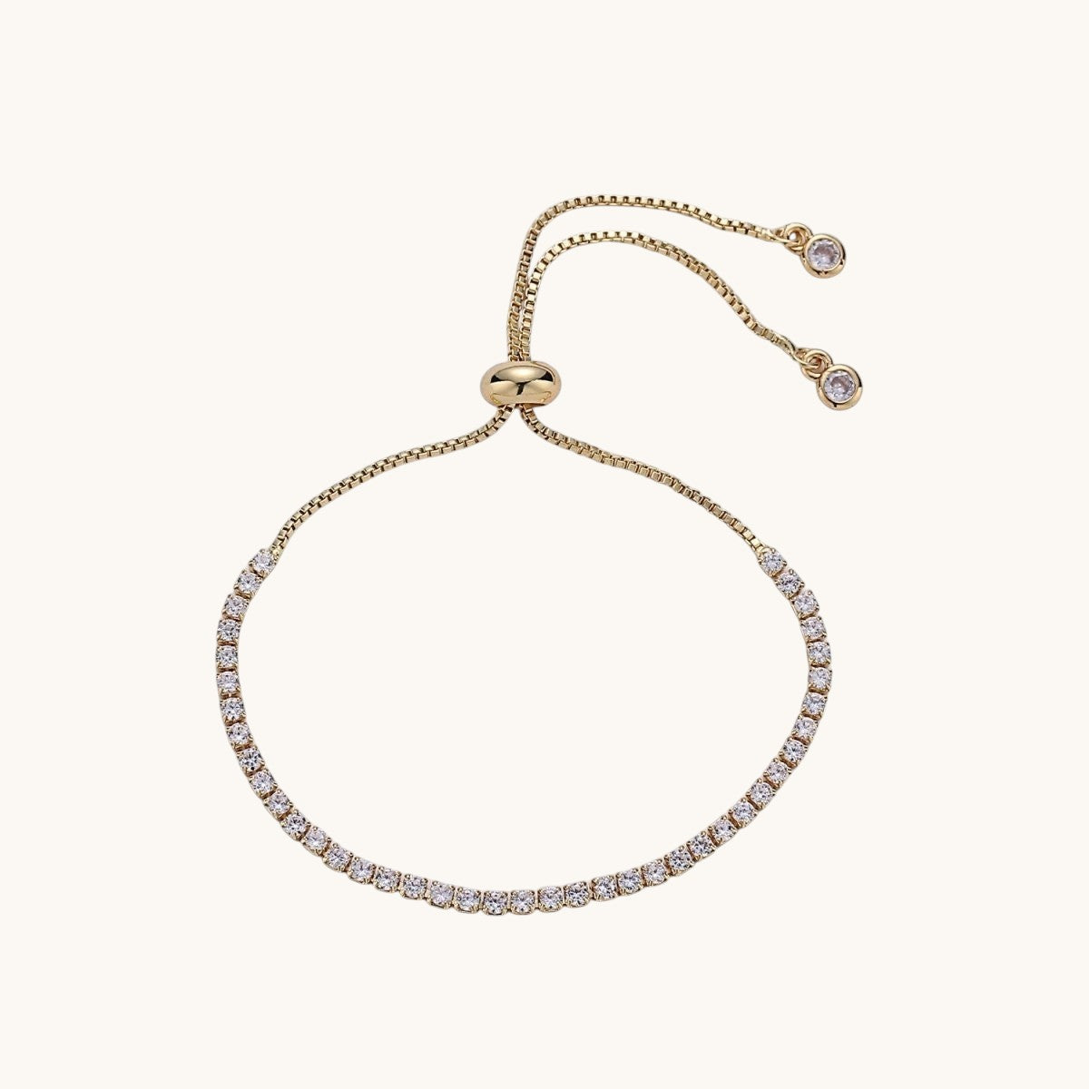 Dainty Micro Pave Adjustable Bolo Bracelet, Rainbow or Clear CZ Bracelet in 14k Gold Filled Chain