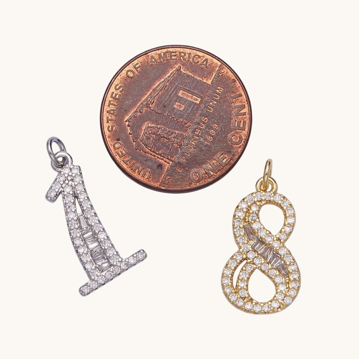 Micro Pave CZ Number Charm Pave Dangle Gold Filled Number Charm Pave Numbers