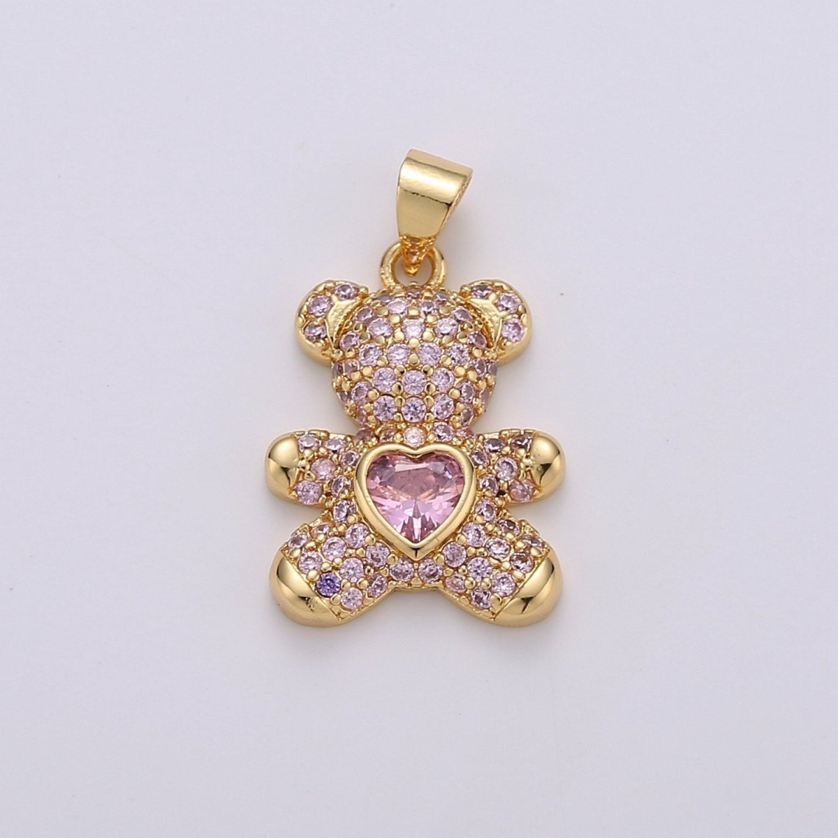 Micro Pave 25mm x 15mm Gold-filled Bear Teddy Bear Pendant