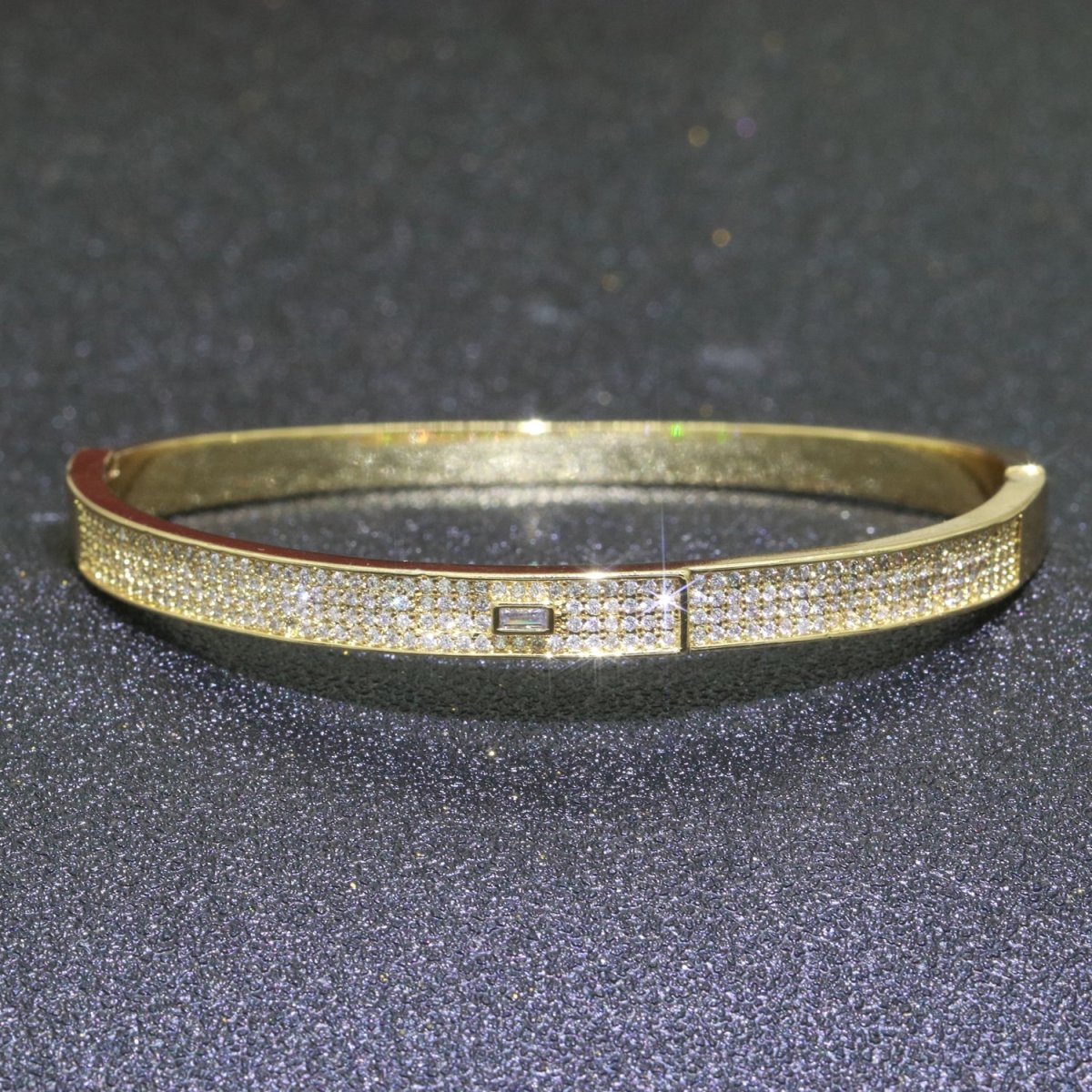 Stunning Micro Pave Gold Bracelet 14K Gold Filled Stackable Jewelry Gold Bangle Bracelet