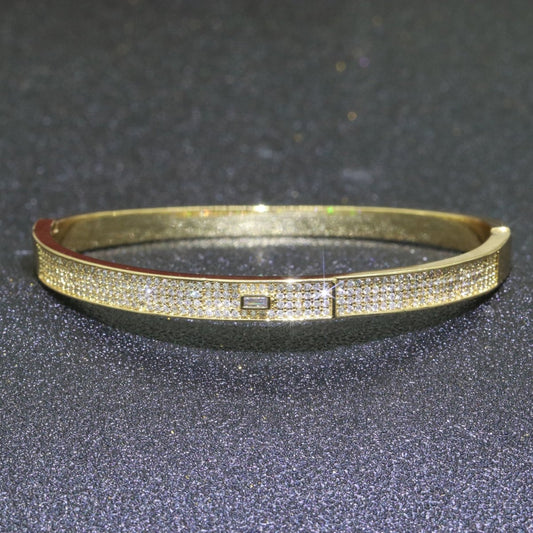 Stunning Micro Pave Gold Bracelet 14K Gold Filled Stackable Jewelry Gold Bangle Bracelet