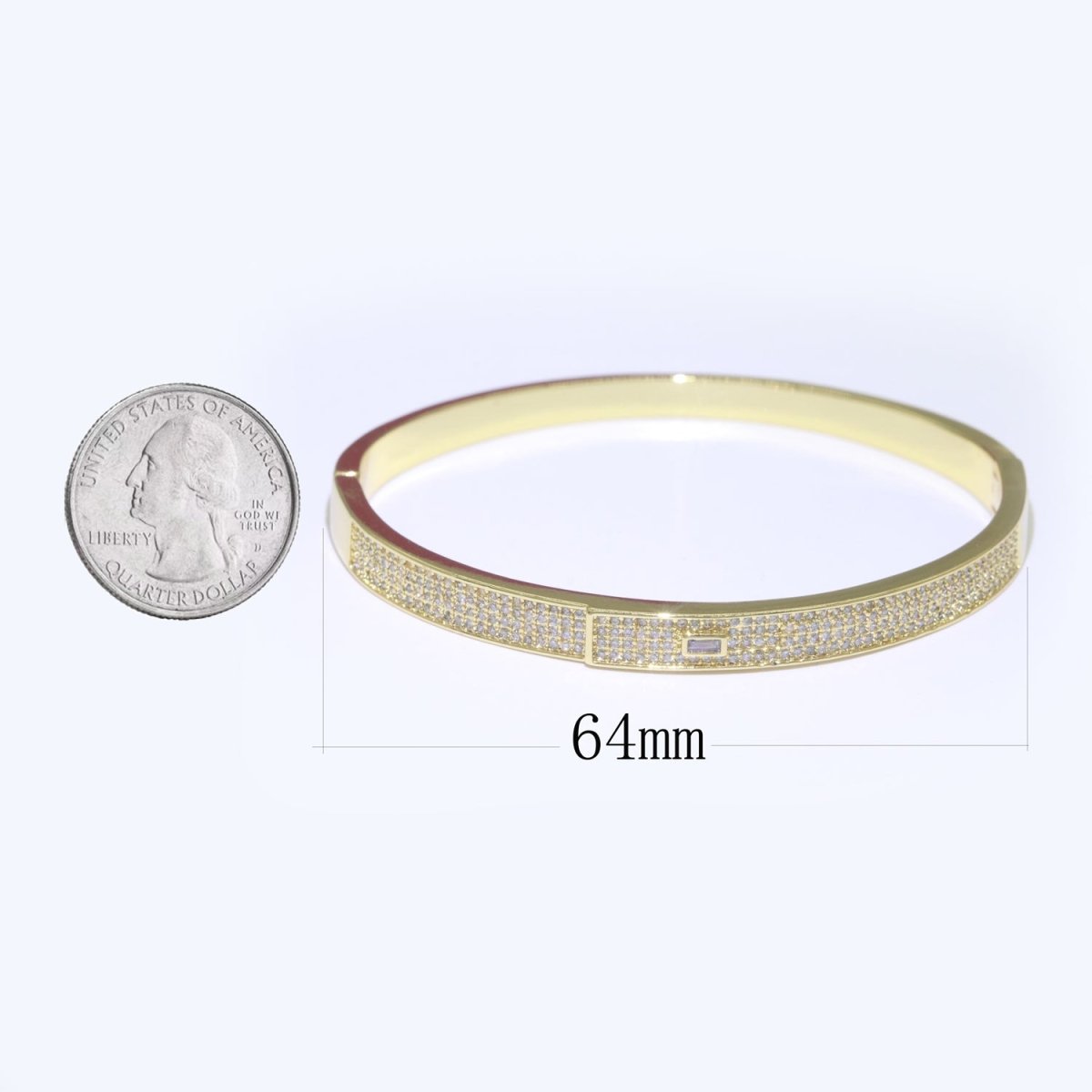 Stunning Micro Pave Gold Bracelet 14K Gold Filled Stackable Jewelry Gold Bangle Bracelet