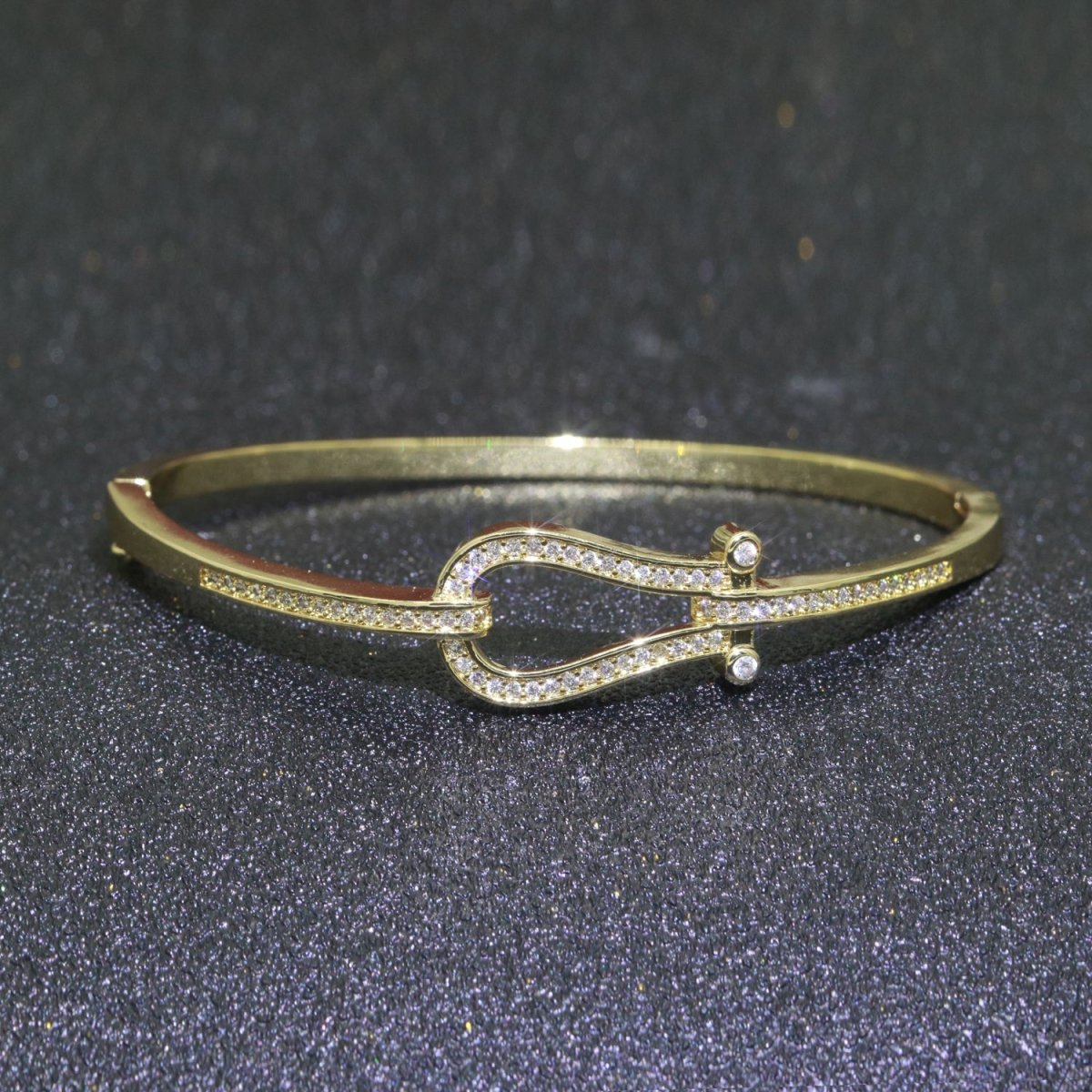 Micro Pave Gold Snaffle Bit Bracelet Minimalist Gold Bracelet for Her