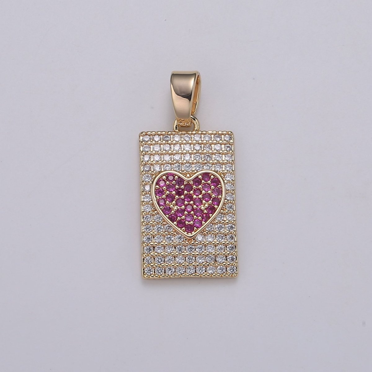 Micro Pave 26mm Heart Pendant Dainty Charm Rose Gold Heart Charm Star Tag Pendant