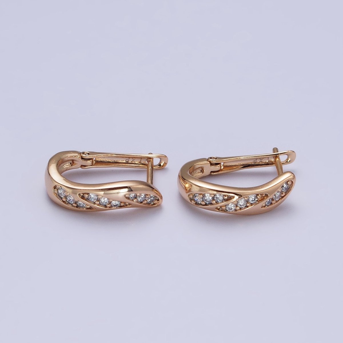 Micro Pave Huggie Earring 18K Gold Filled Lever Back Earring for Everyday Jewelry