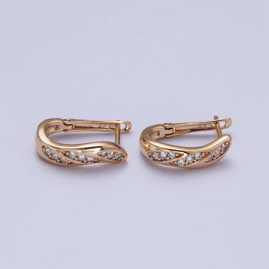 Micro Pave Huggie Earring 18K Gold Filled Lever Back Earring for Everyday Jewelry