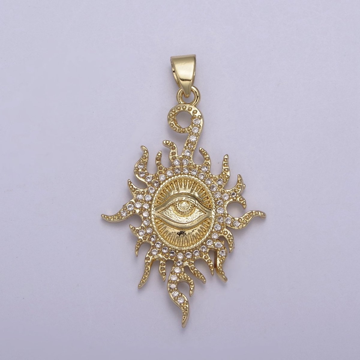 Large Lucky 38mm Micro Pave Illuminati Pendant All Seeing Eye of Providence Micro Pave Illuminati Sun Burst Oval Medallion