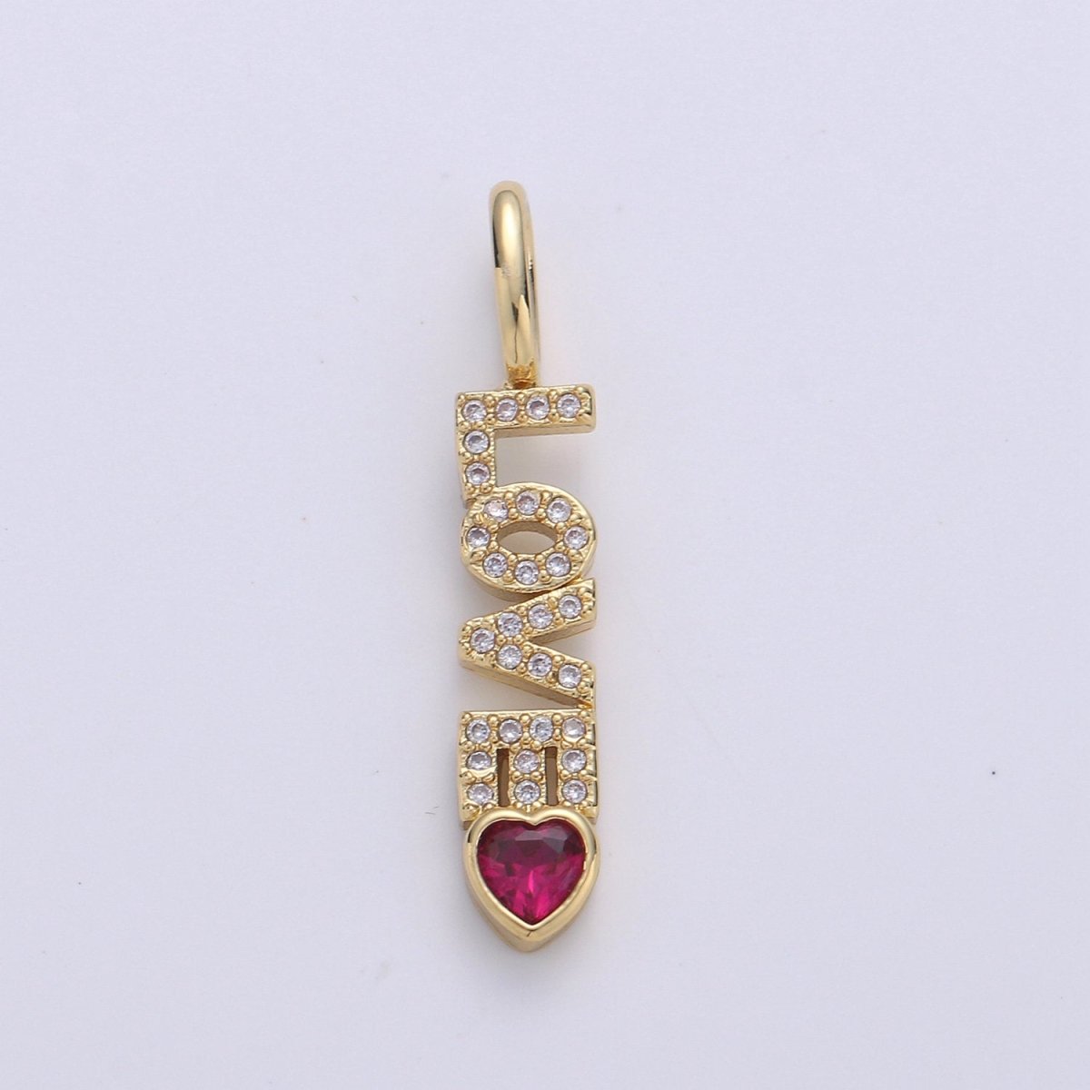 Micro Pave LOVE Pendant Word Letter Statement Pendant 14k Gold-Filled Charm 28x6mm