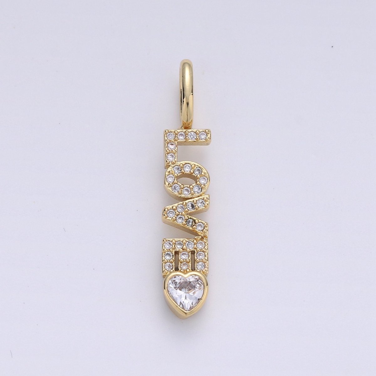Micro Pave LOVE Pendant Word Letter Statement Pendant 14k Gold-Filled Charm 28x6mm