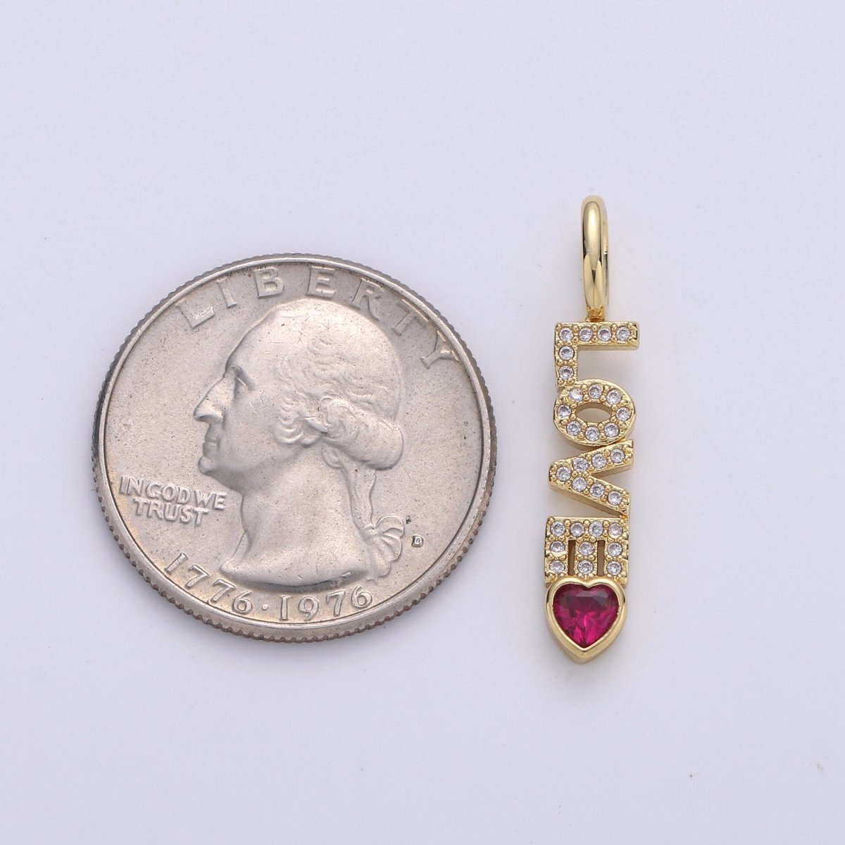 Micro Pave LOVE Pendant Word Letter Statement Pendant 14k Gold-Filled Charm 28x6mm