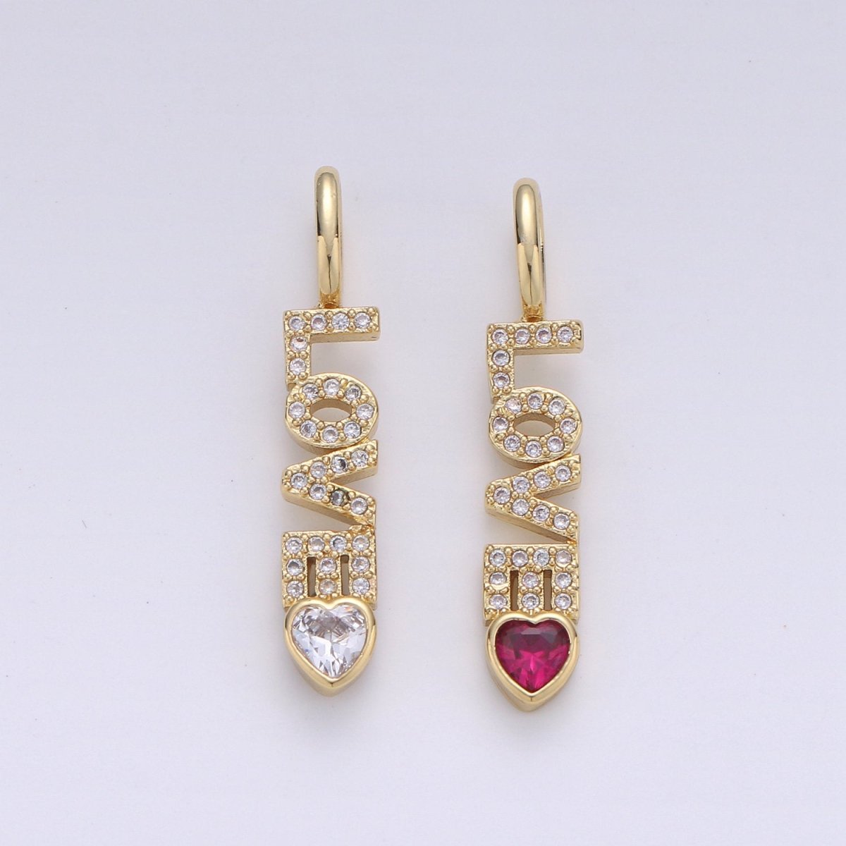 Micro Pave LOVE Pendant Word Letter Statement Pendant 14k Gold-Filled Charm 28x6mm