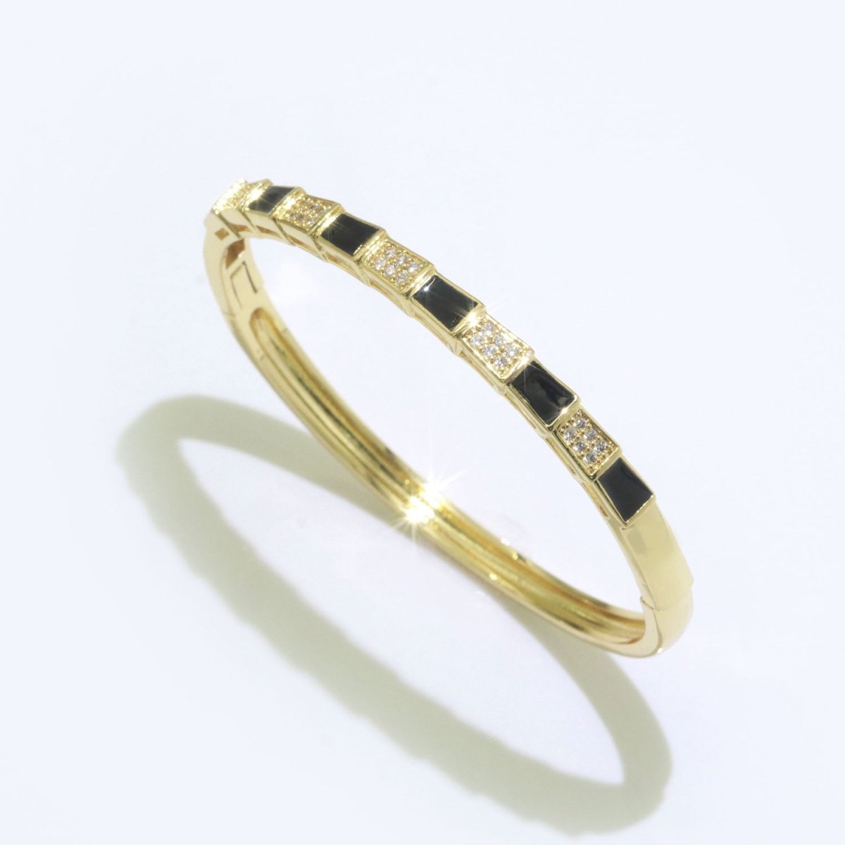 Unique Colorful Micro Pave Plaid Cuff Bracelet 14K Gold-Filled Bangle Enamel Stackable Checker Bracelet