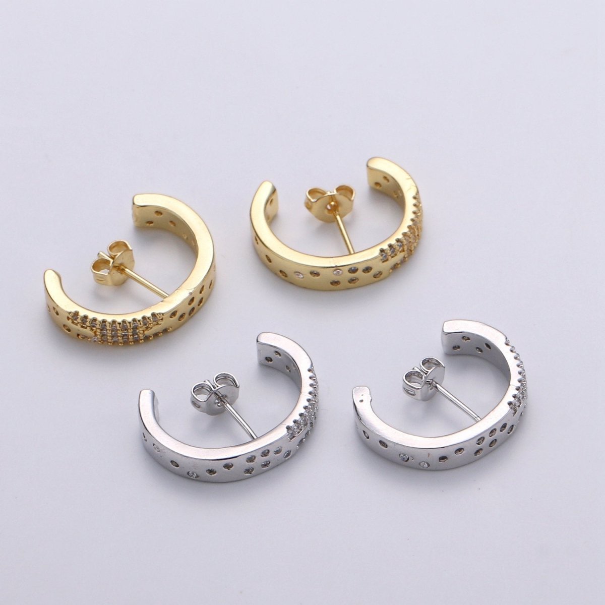 Micro Pave Suspender Earrings • Gold Filled ear climbers • cuff earrings • Gold hoop stud earrings • Statement Earrings