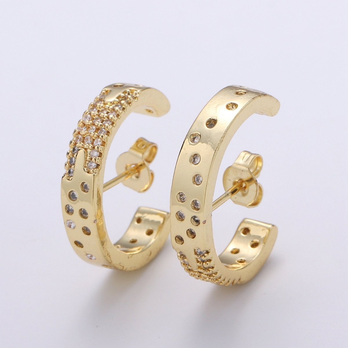 Micro Pave Suspender Earrings • Gold Filled ear climbers • cuff earrings • Gold hoop stud earrings • Statement Earrings