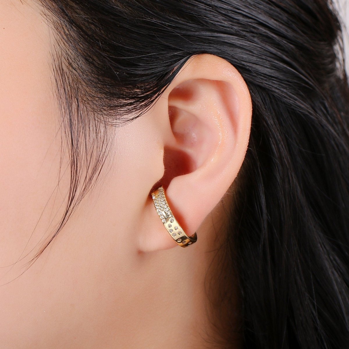 Micro Pave Suspender Earrings • Gold Filled ear climbers • cuff earrings • Gold hoop stud earrings • Statement Earrings