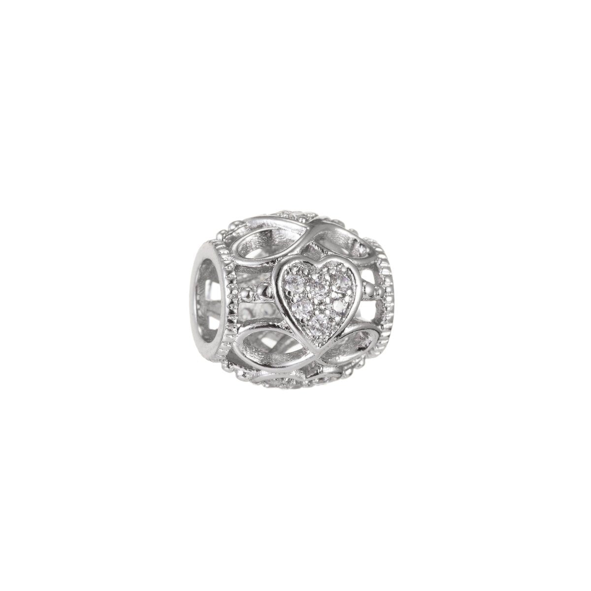 Mini Crystal 11mm Infinity Heart Ornament Silver Spacer Bead CZ Gold Filled Love Heart Spacer
