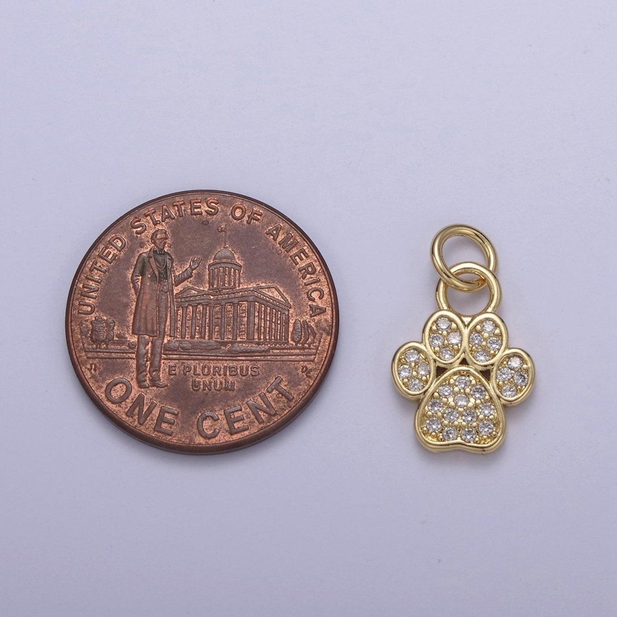 Mini Gold Silver Dog Cat Bear Paw Print CZ Charm Gold & Silver