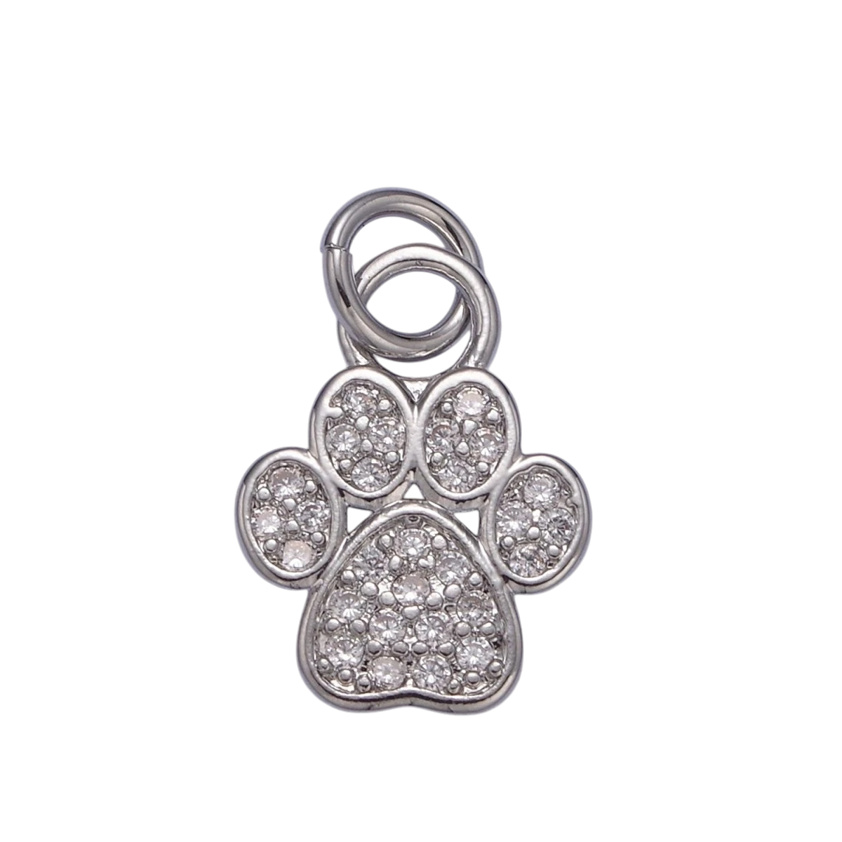 Mini Gold Silver Dog Cat Bear Paw Print CZ Charm Gold & Silver
