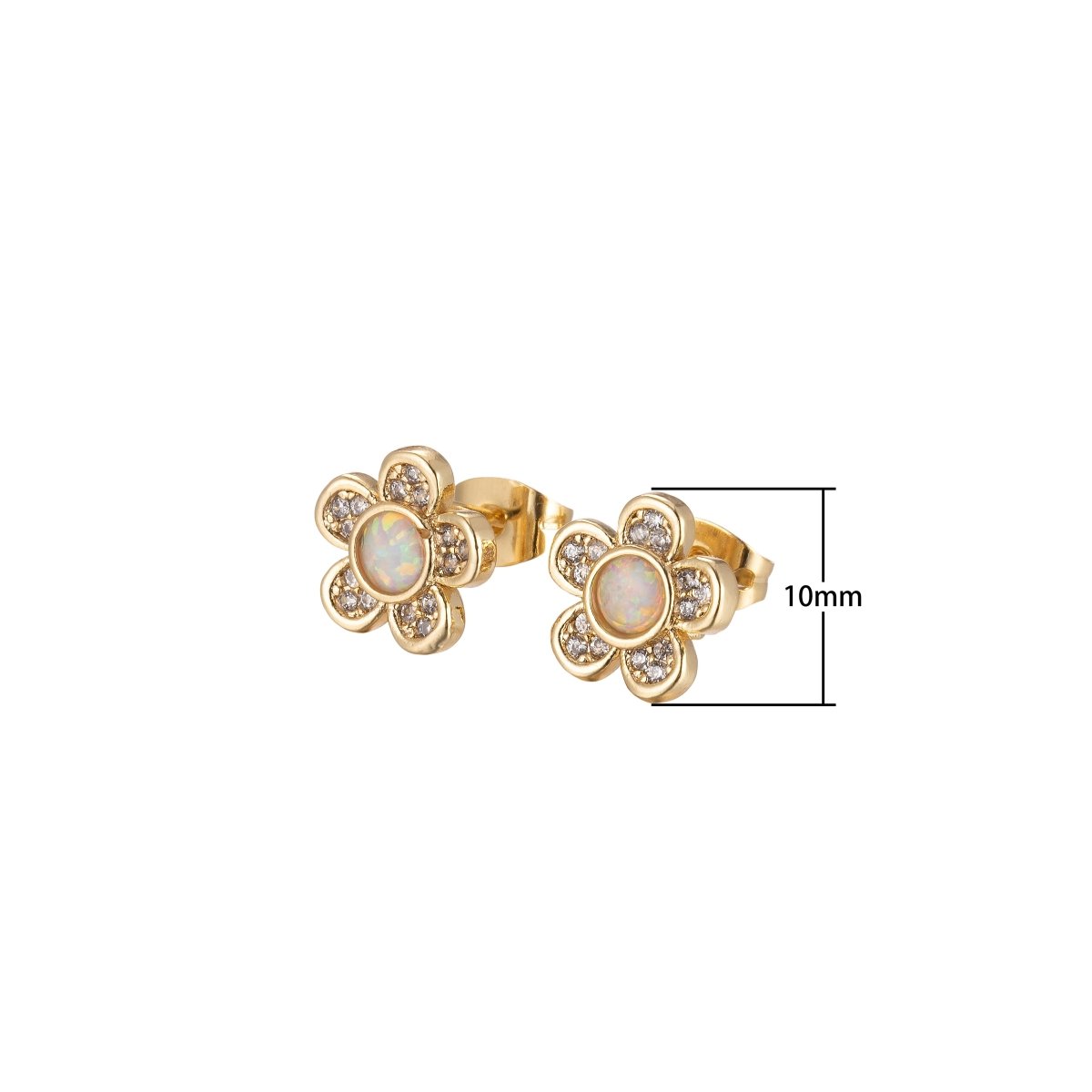 Mini Opal Daisy Stud Earrings Gold Flower 10mm Stud Dainty Gold Minimalist Earrings in Blue or White