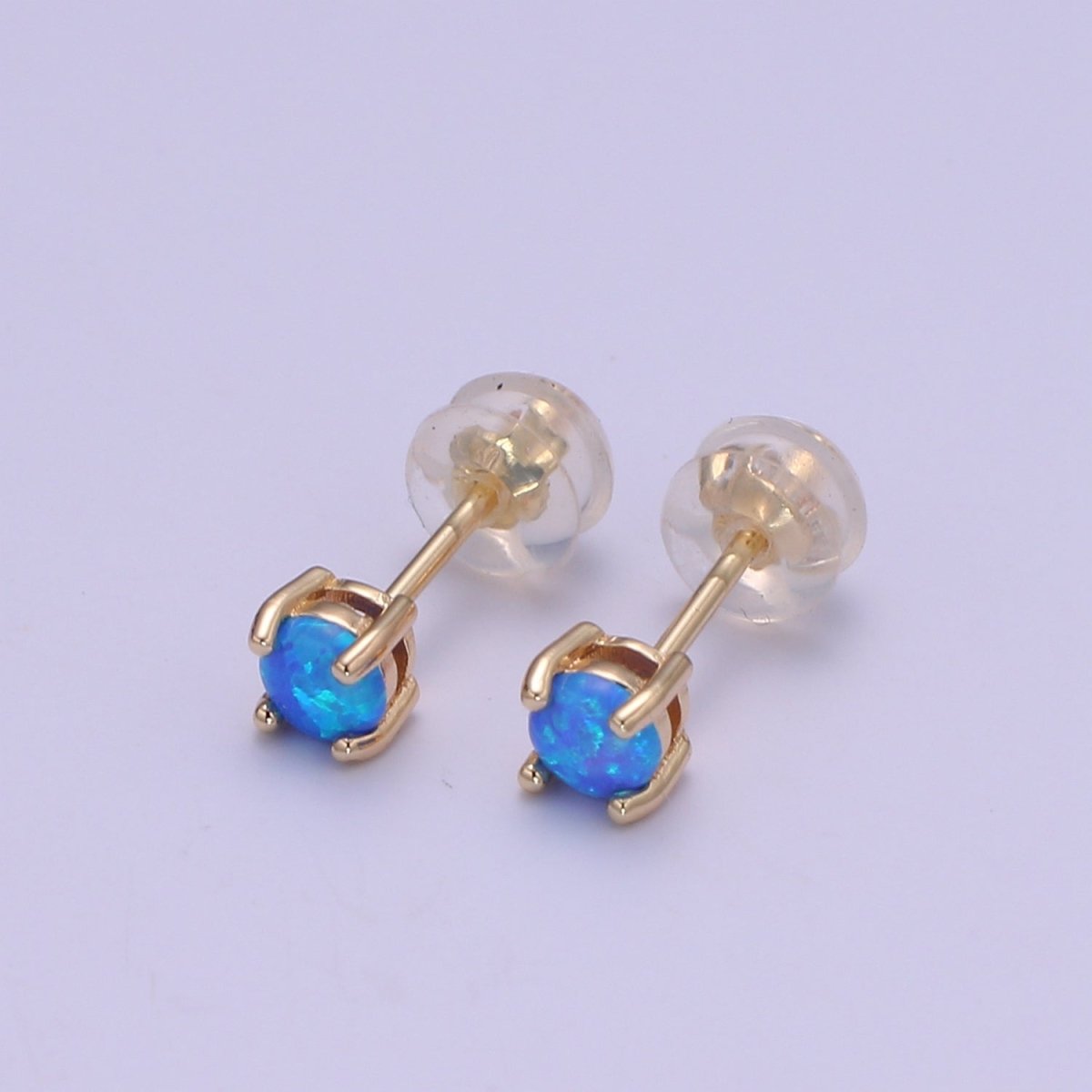 Minimalist Opal Stud Earrings 18k Gold-Filled Earring Pink Blue White Opal Tiny Circle Dot Dainty Stud Earrings
