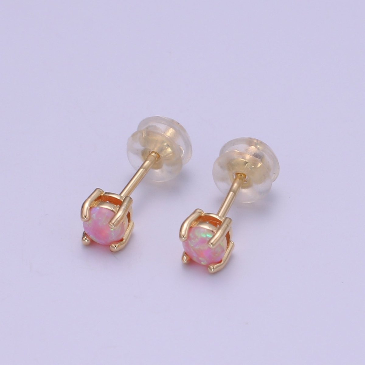 Minimalist Opal Stud Earrings 18k Gold-Filled Earring Pink Blue White Opal Tiny Circle Dot Dainty Stud Earrings