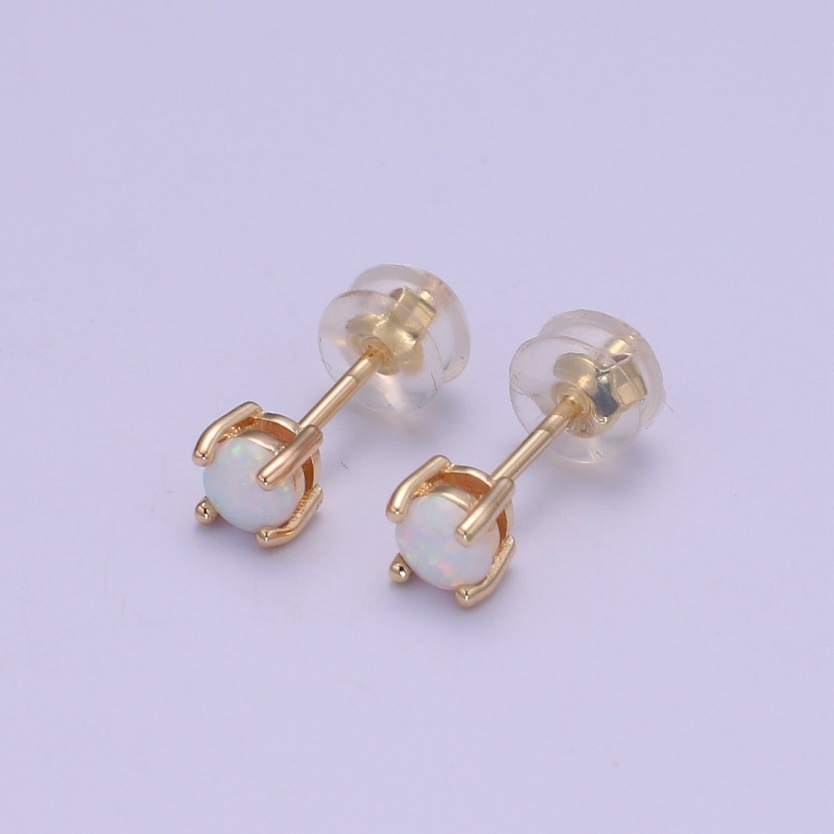 Minimalist Opal Stud Earrings 18k Gold-Filled Earring Pink Blue White Opal Tiny Circle Dot Dainty Stud Earrings