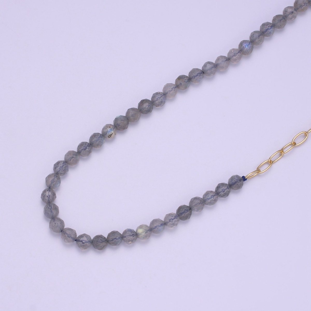 Mixed Chain Necklace Fused Labradorite Beads necklace 14k Gold Filled Necklace, Cable Link Chain Necklace, Unique Dainty Necklace