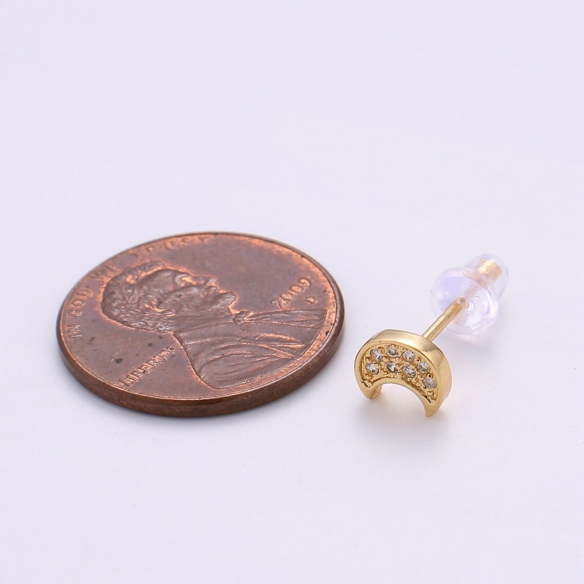 Tiny Moon Stud Earrings • 24k Gold Filled• Jewelry for Her