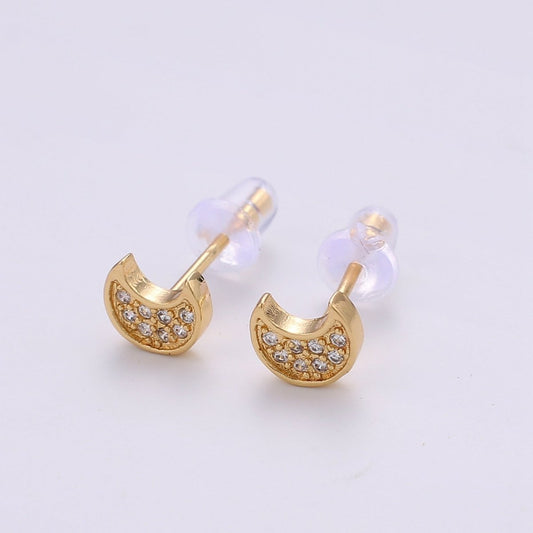 Tiny Moon Stud Earrings • 24k Gold Filled• Jewelry for Her