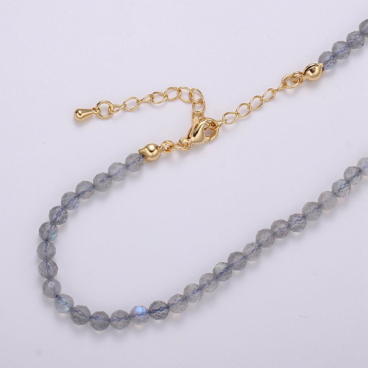 Minimalist Multicolor Natural Gemstone Beads Morganite Amazonite Pink Rose Quartz Moonstone Purple Amethyst Necklace