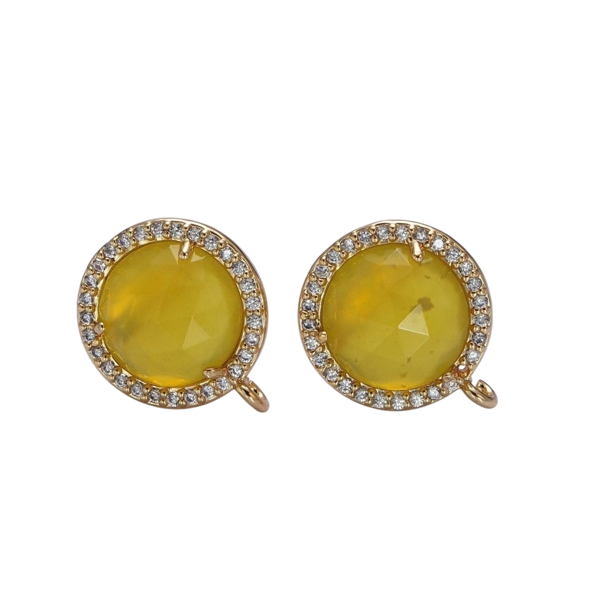 Multifaceted Round CZ Micro Pave Natural Stone Open Loop Stud Finding