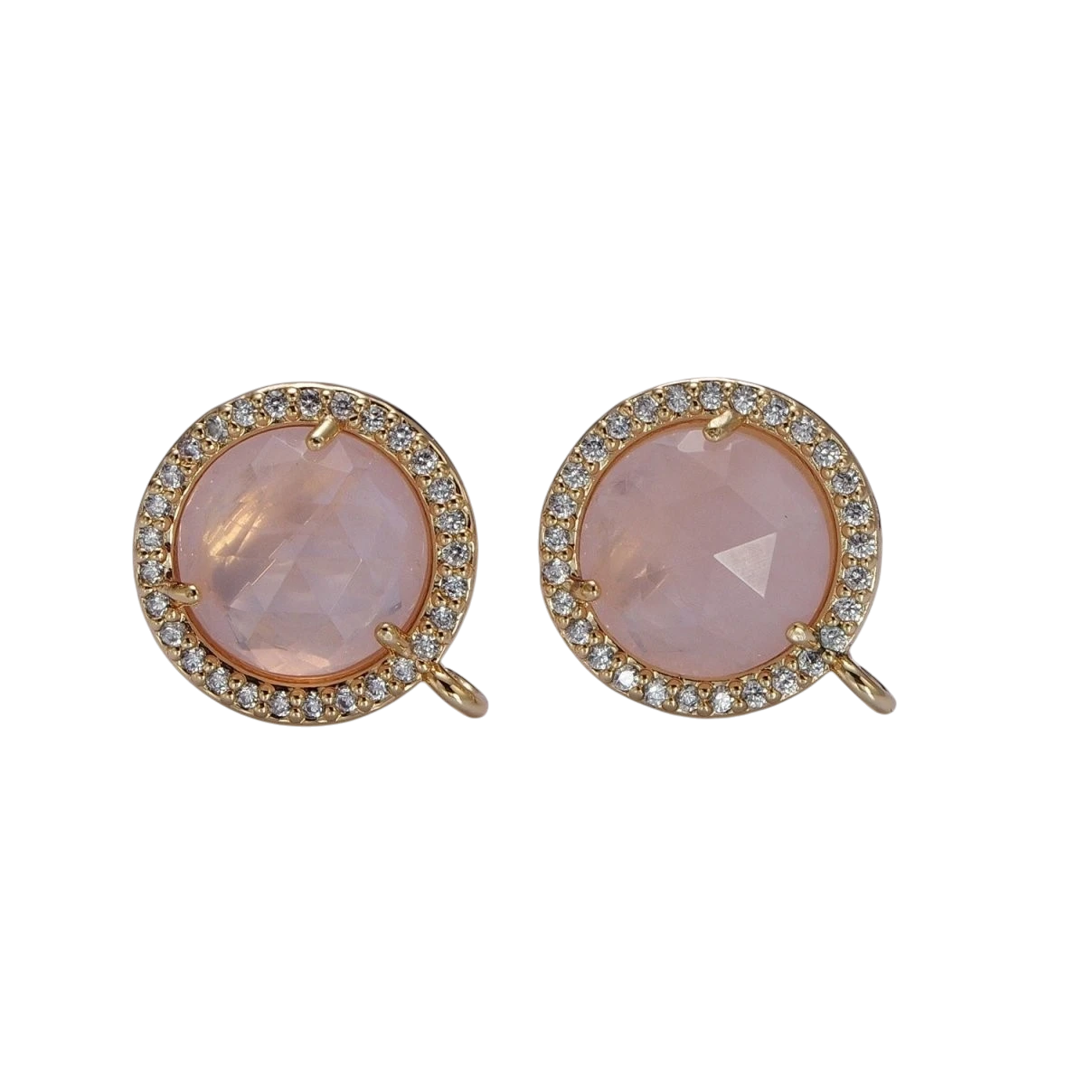 Multifaceted Round CZ Micro Pave Natural Stone Open Loop Stud Finding