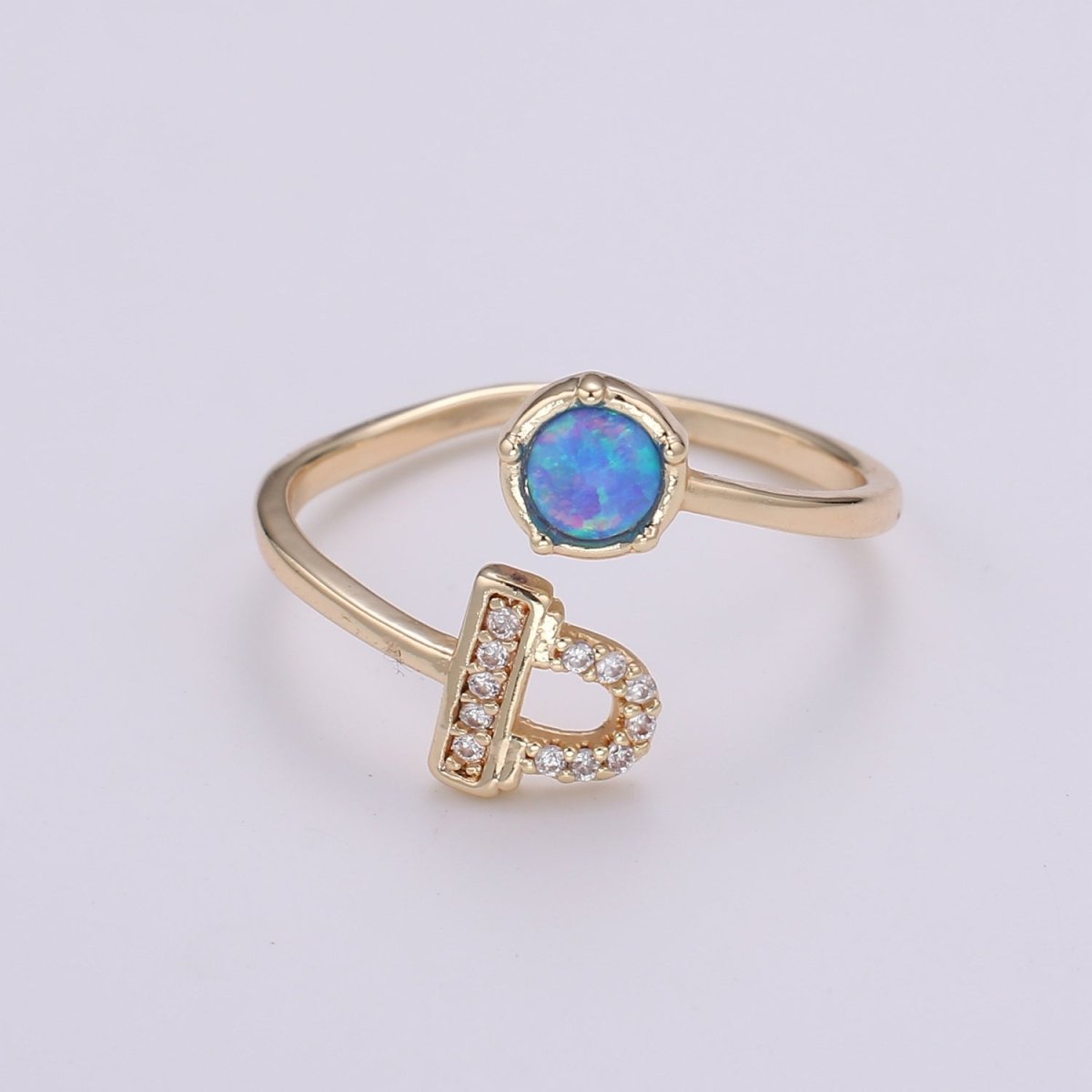 Opal Zodiac Ring Constellation Sign Cubic Zirconia Gold Ring, Astrology Sign Horoscope Ring Birthday Personalized Gift