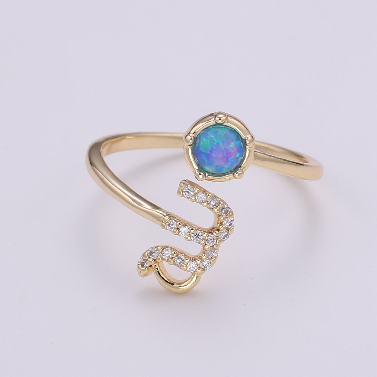 Opal Zodiac Ring Constellation Sign Cubic Zirconia Gold Ring, Astrology Sign Horoscope Ring Birthday Personalized Gift