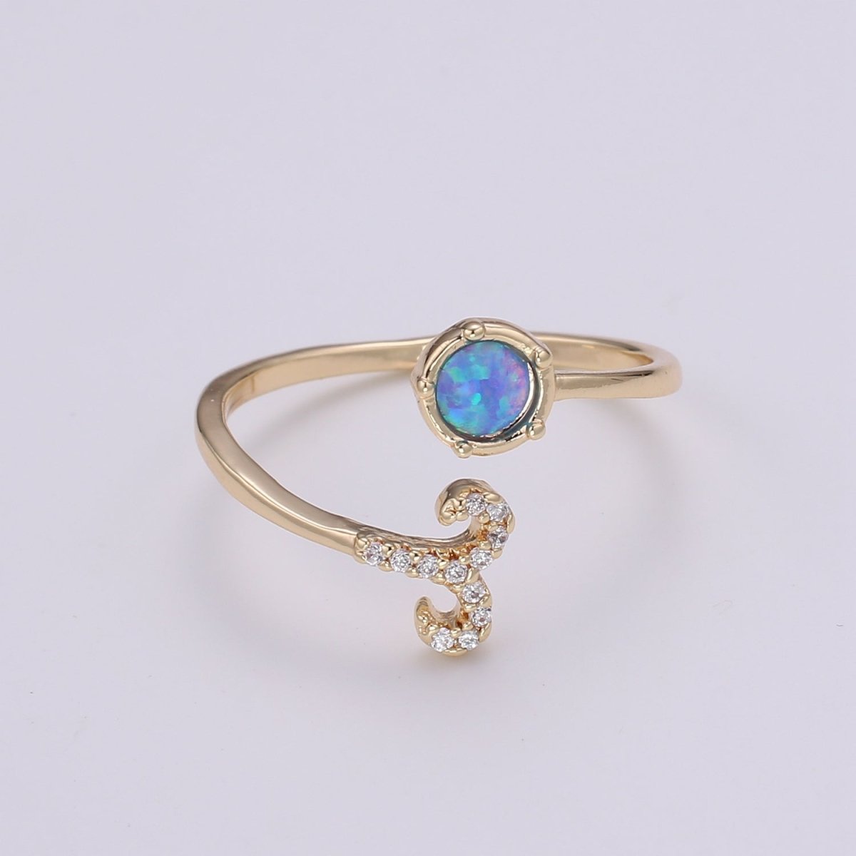 Opal Zodiac Ring Constellation Sign Cubic Zirconia Gold Ring, Astrology Sign Horoscope Ring Birthday Personalized Gift