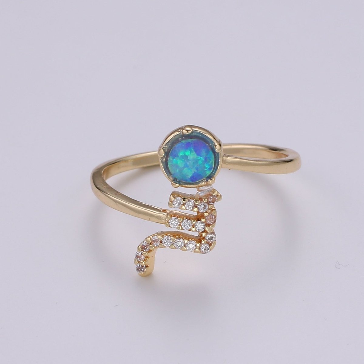 Opal Zodiac Ring Constellation Sign Cubic Zirconia Gold Ring, Astrology Sign Horoscope Ring Birthday Personalized Gift