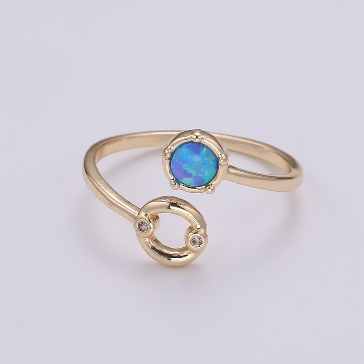 Opal Zodiac Ring Constellation Sign Cubic Zirconia Gold Ring, Astrology Sign Horoscope Ring Birthday Personalized Gift