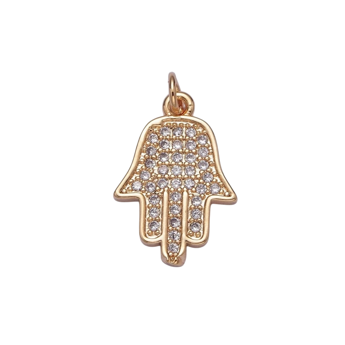 OS Minimalist Protection Hamsa Hand Micro Pave Cubic Zirconia Charm