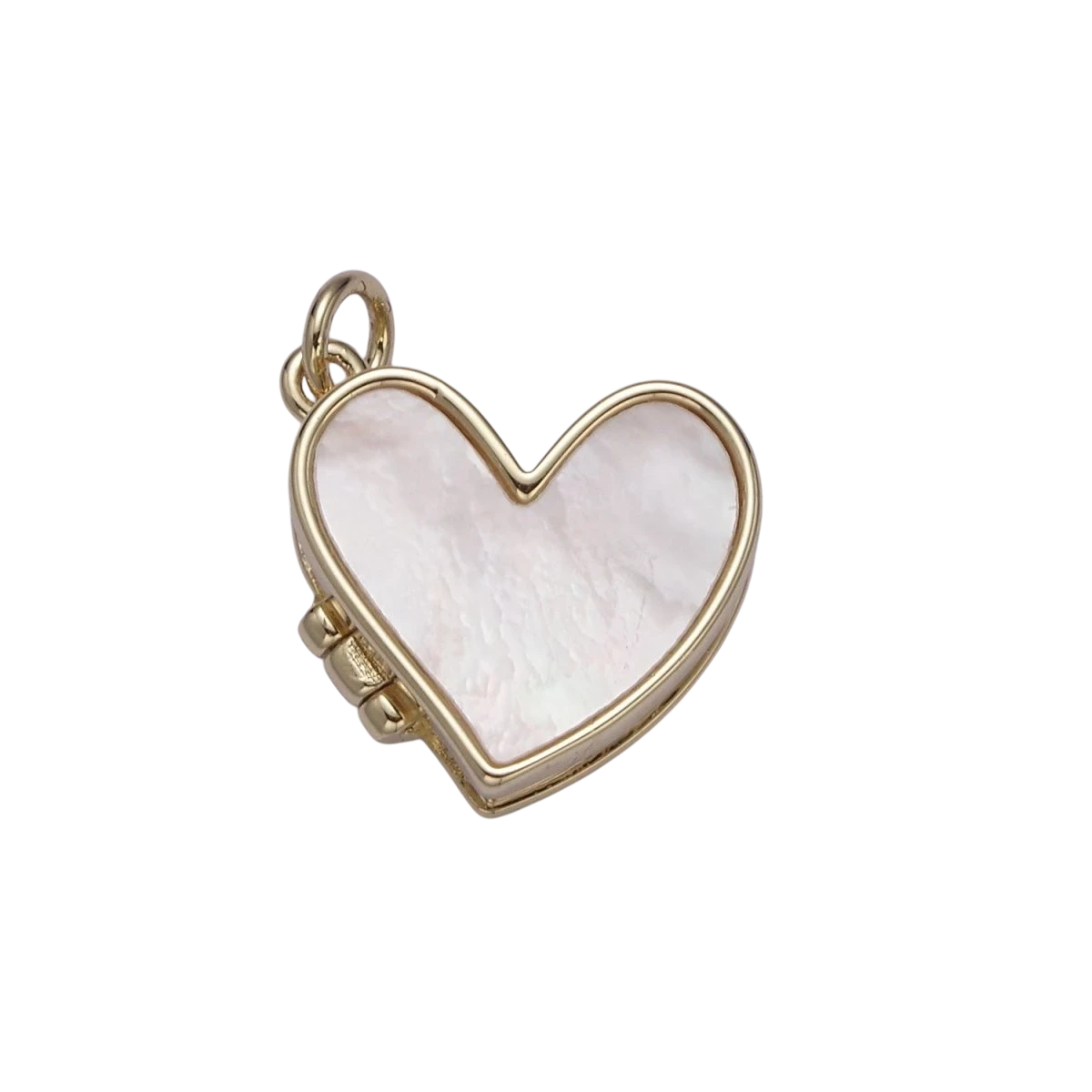 Sweet Pearl Locket Charm, 14k Gold Filled Heart Locket for Photo