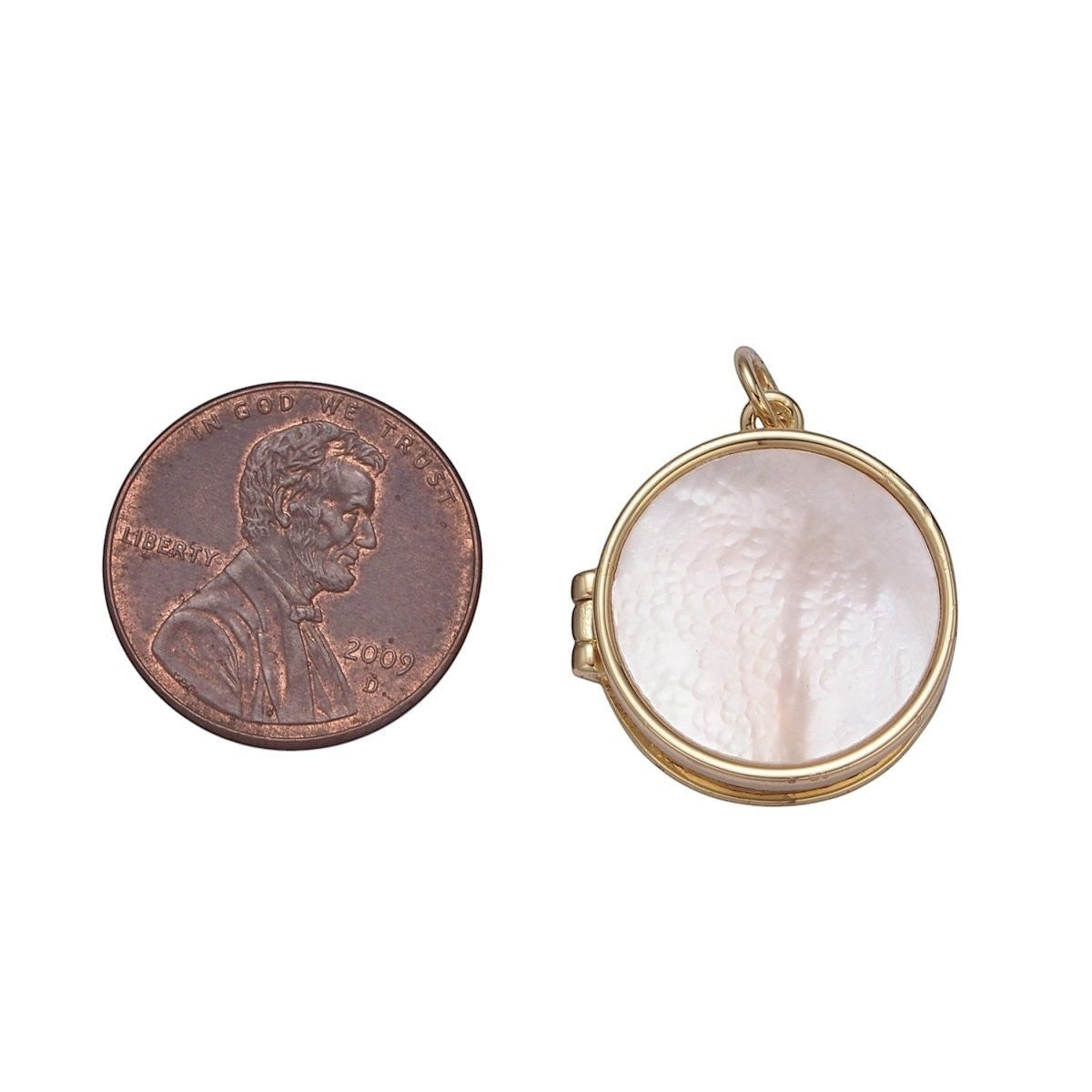 Pearl Locket Charm 14k Gold Filled Round Locket for Photo