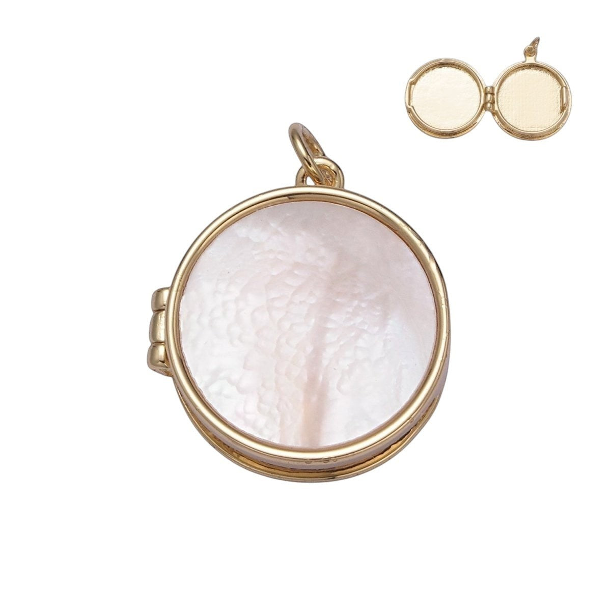 Pearl Locket Charm 14k Gold Filled Round Locket for Photo